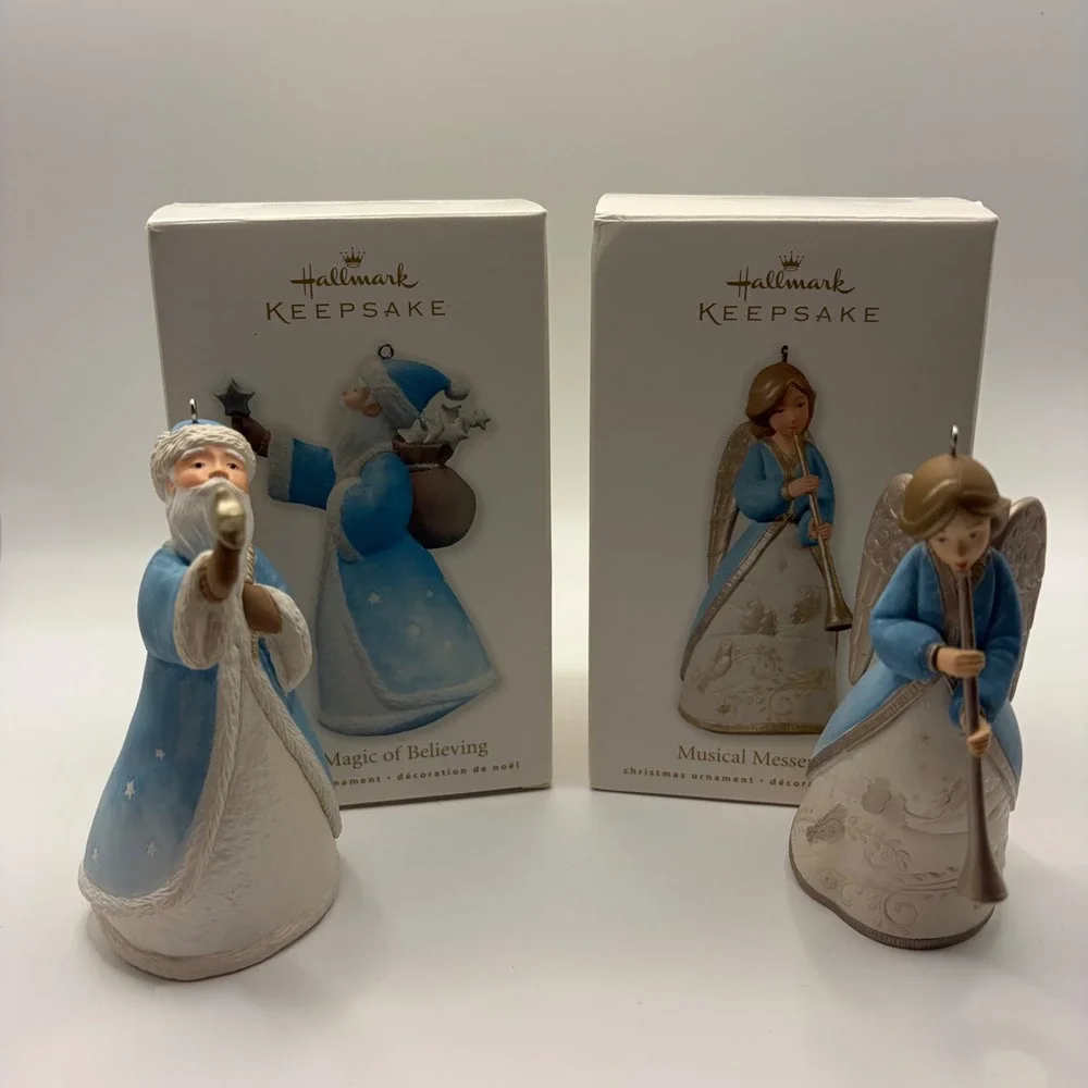 Hallmark Keepsake 2010 Magic of Believing Santa & Musical Messenger Angel Set